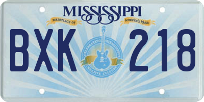 MS license plate BXK218