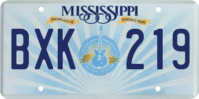 MS license plate BXK219