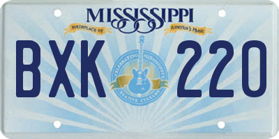 MS license plate BXK220