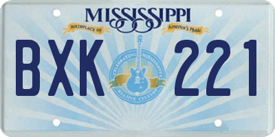 MS license plate BXK221