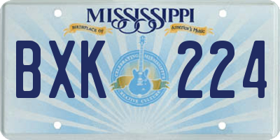 MS license plate BXK224