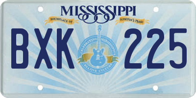 MS license plate BXK225