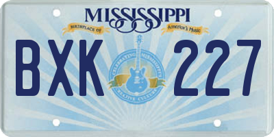 MS license plate BXK227