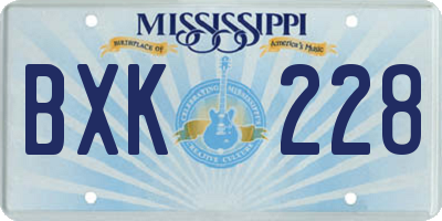 MS license plate BXK228