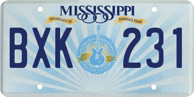 MS license plate BXK231