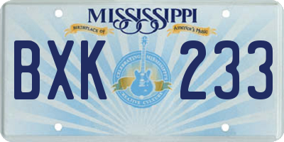 MS license plate BXK233