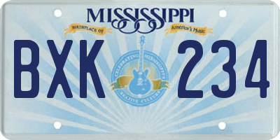 MS license plate BXK234