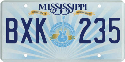 MS license plate BXK235