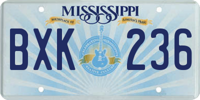 MS license plate BXK236