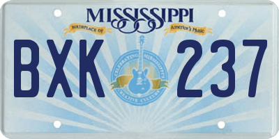 MS license plate BXK237
