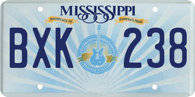 MS license plate BXK238
