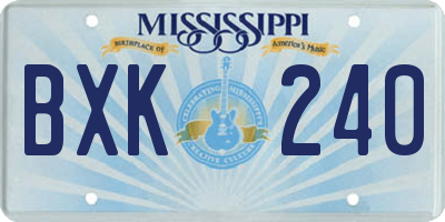 MS license plate BXK240