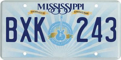 MS license plate BXK243