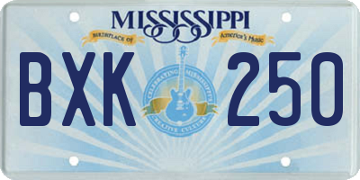 MS license plate BXK250