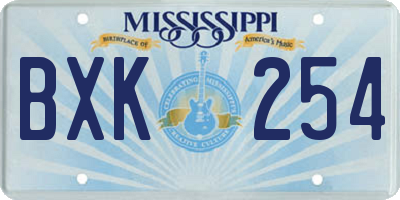 MS license plate BXK254