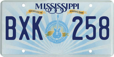MS license plate BXK258