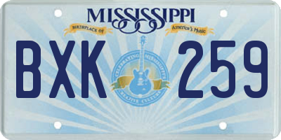 MS license plate BXK259