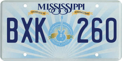 MS license plate BXK260