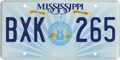 MS license plate BXK265