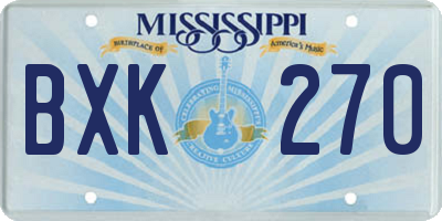 MS license plate BXK270