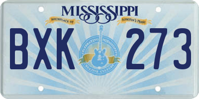 MS license plate BXK273