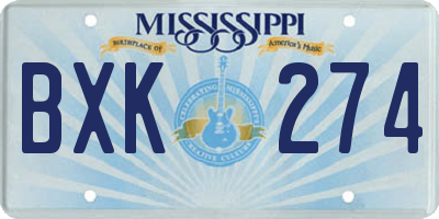 MS license plate BXK274
