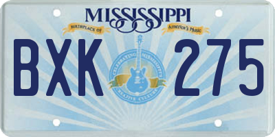 MS license plate BXK275