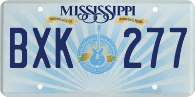 MS license plate BXK277