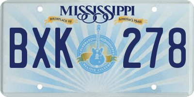 MS license plate BXK278