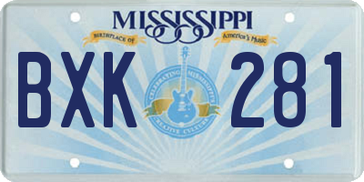 MS license plate BXK281