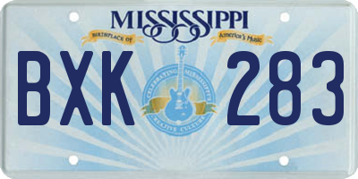 MS license plate BXK283