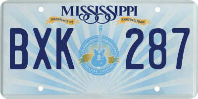 MS license plate BXK287