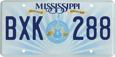 MS license plate BXK288