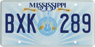 MS license plate BXK289