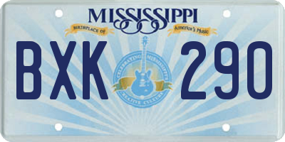 MS license plate BXK290