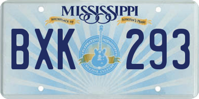 MS license plate BXK293