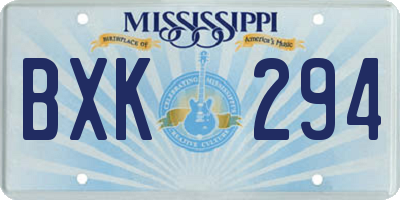 MS license plate BXK294