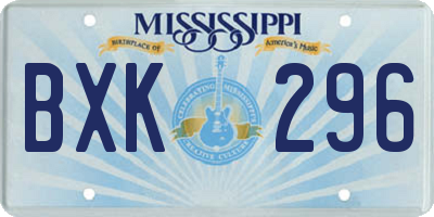 MS license plate BXK296
