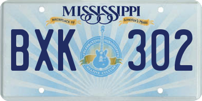 MS license plate BXK302