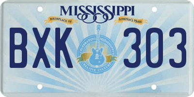 MS license plate BXK303
