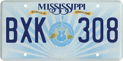 MS license plate BXK308