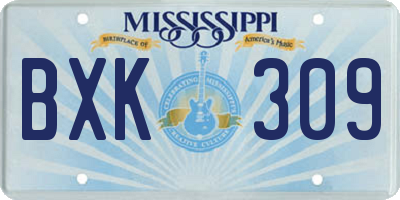 MS license plate BXK309