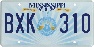 MS license plate BXK310