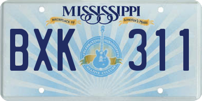 MS license plate BXK311