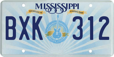 MS license plate BXK312