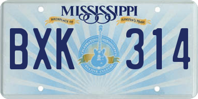MS license plate BXK314