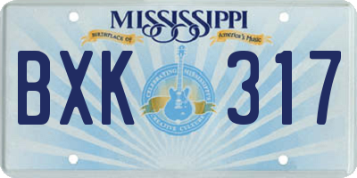 MS license plate BXK317