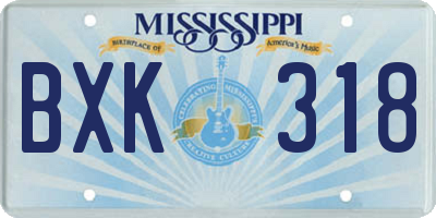 MS license plate BXK318