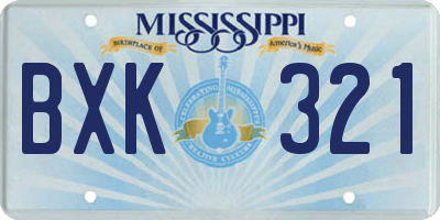 MS license plate BXK321