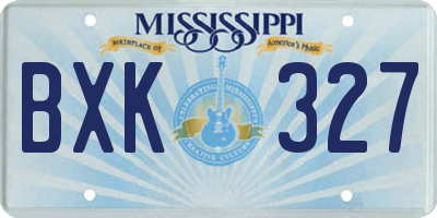 MS license plate BXK327